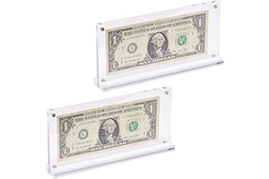 IEEK Acrylic Dollar Bill Frame Currency Holder Clear Paper Money Holders for Collectors Currency Ticket Protector Dollar Bill Display Stand,7.3 x 3.5 Inch,2 Pack