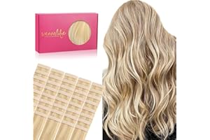 WENNALIFE Tape in Hair Extensions Human Hair, 40pcs 100g 18 inch Light Blonde Highlighted Golden Blonde Hair Extensions Real Human Hair Straight Tape in Extensions Invisible Human Hair Extensions