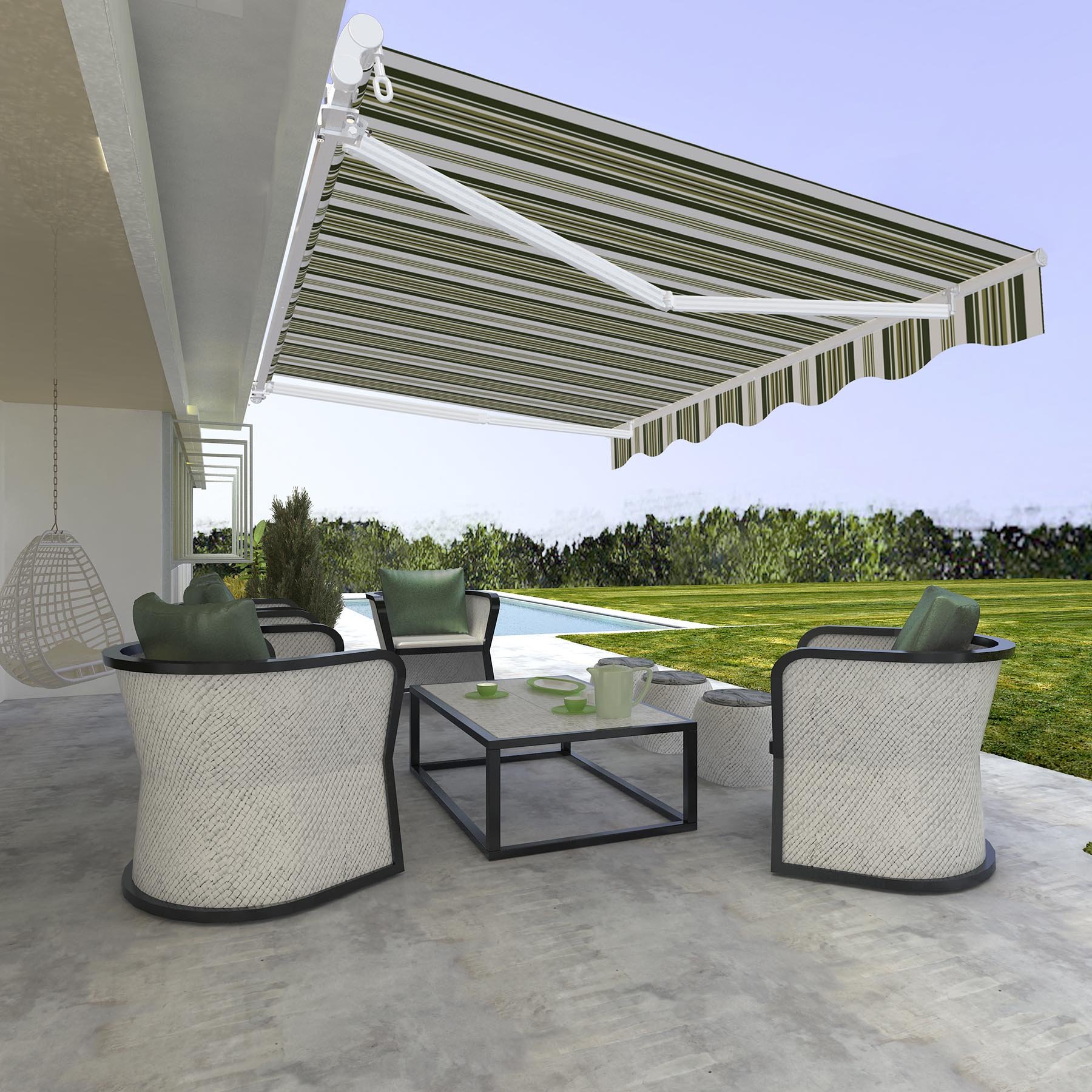 COZ Manual Patio Shade Retractable Deck Awning Sun Shade Shelter