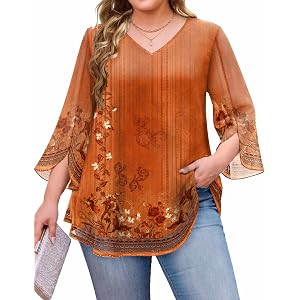 IN'VOLAND Plus Size Dressy Tops for Women Double Layers Mesh Blouses Shirt | lightweight, breathable, soft, stretchy