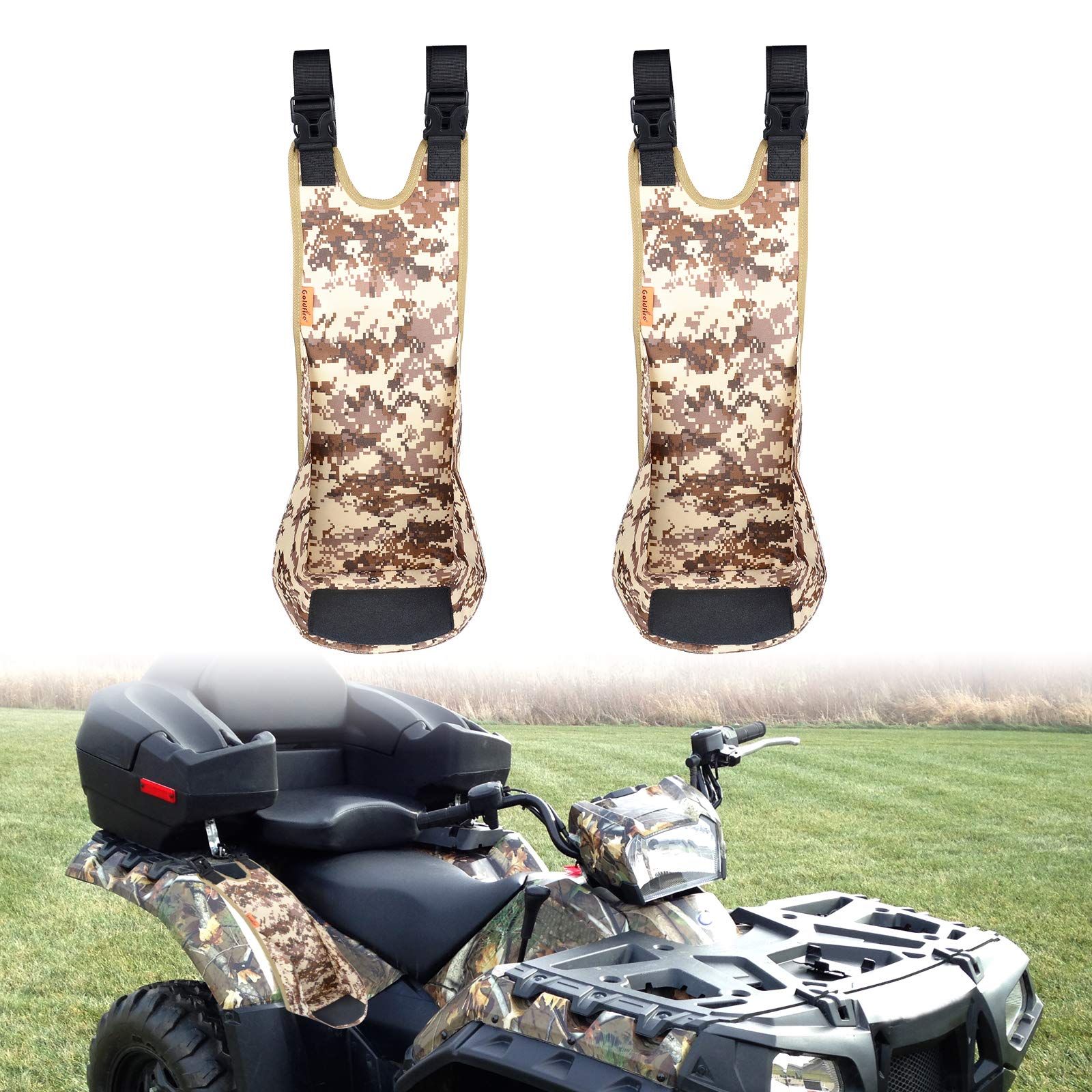 Photo 1 of Goldfire ATV 4 Wheeler Accessories, 2 Pcs Rear Passenger Foot Rest ATV Rear Seat Pegs Universal Adjustable Foldable Heavy Duty Foot Pegs Fits for Polaris Sportsman H-onda Foreman (CAMO)