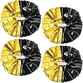 4Pcs Upgraded 12inch Metallic Cheerleading Pom Poms, HOLENGS Cheerleader Pompoms Cheer Poms for Kids Adults, Cheering Squad Pompoms for School Sports Games Dance Party