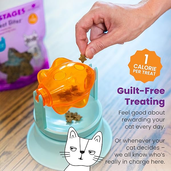 CATSTAGES BY NINA OTTOSSON PURRFECT BITEZ NATURAL CRUNCHY CAT TREATS FOR PUZZLES, TOYS, FEEDERS, & TRAINING, USA-MADE, REAL CHICKEN FLAVOR, 4OZ