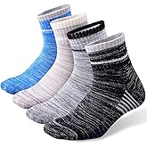 FEIDEER Men's Walking Hiking Socks, Wicking Cushion Quarter Crew Socks for Mens Outdoor Sports, 3/4/5 Pair, 6-15 Size