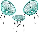SONGMICS 3-Piece Garden Patio Set Glass Top Table 2 Chairs GGF013C02