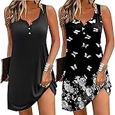 Ekouaer Tank Nightgowns for Women 2 Pack Sexy Night Gown Sleeveless Sleepwear Soft Sleep Dress Button Sleepshirt