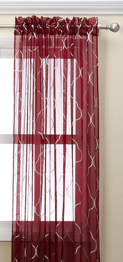 Amazon Com Kashi Home Ava Collection Window Sheer Curtain Panel