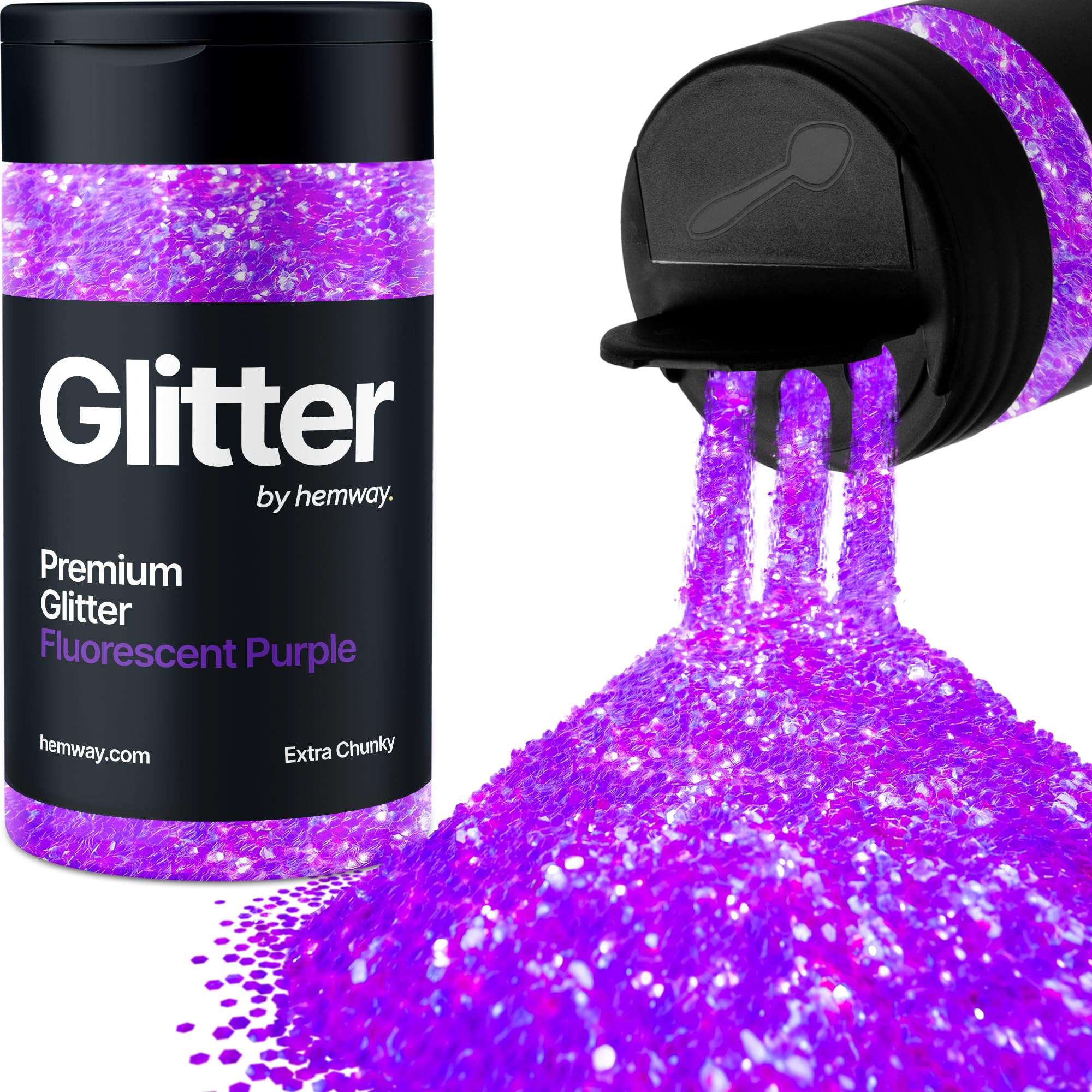 Fluorescent Purple Glitter Shaker, 130g Extra Chunky Glitter, Crafts 1/24" Metallic Flake Purple Sequins, Resin & Epoxy Crafts, Decorating, Halloween, Christmas Nail, Face, Hemway — image 1