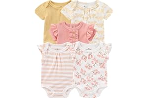 ZAVBABY Baby Bodysuits Ribbed Mix Summer Newborn Boy Girl Clothes 5-pack