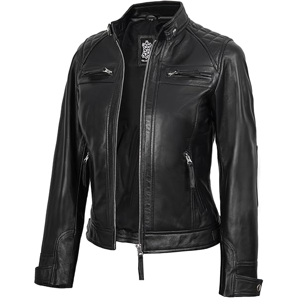fjackets Real Leather Jacket Women - Cafe Racer Slim Fit Womens