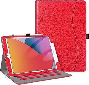 Fintie Case for New iPad 8th Gen (2020) / 7th Generation (2019) 10.2 Inch - [Corner Protection] Multi-Angle Viewing Folio Stand Cover with Pocket, Pencil Holder, Auto Wake/Sleep, Red
