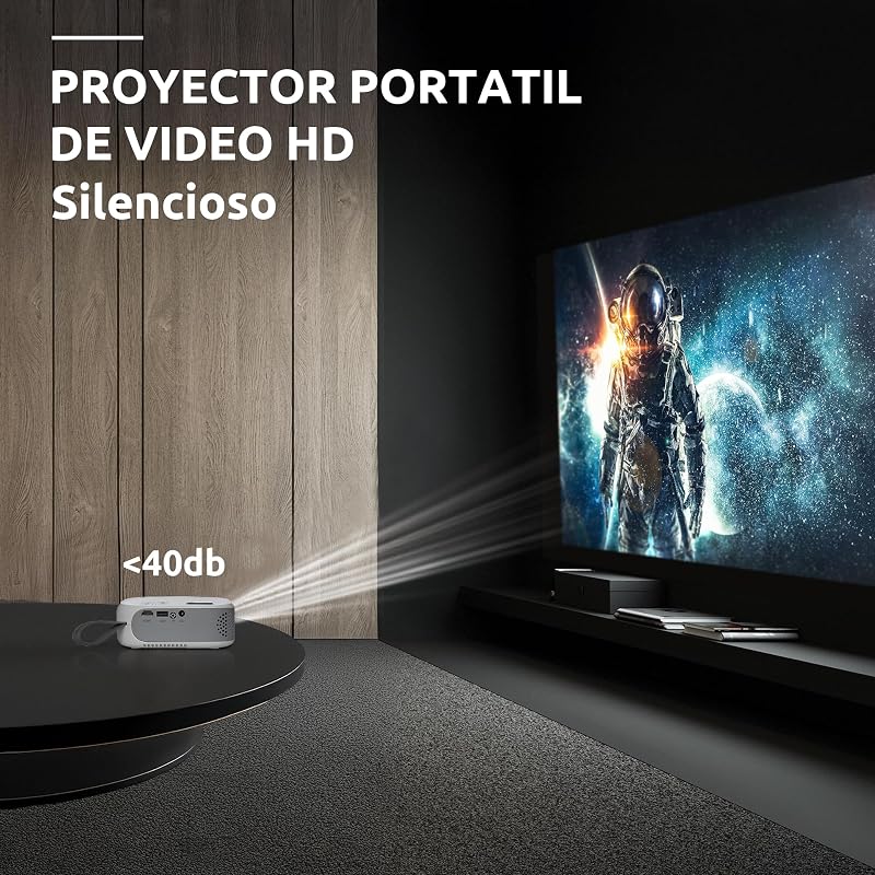 STRONG - Mini Projetor de Vídeo N1 - Resolução HD 720p Compatível com Full HD 1080p - 120 ANSI Lumens - Distância de projeção 0,9 a 6,2 m - Conectividade HDMI/USB/AV + Saída de Áudio - Branco