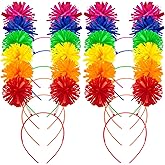 Tigeen Headband Head Bopper with Pom Pom (12 Pcs, Mixed Color) - Costume Headwear for Women Adults Accessories, Birthday Party Headwear