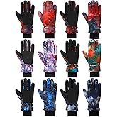 Bencailor 6 Pairs Kids Winter Gloves Waterproof Ski Glove Boy Girl Warm Snow Snowboard Mittens for Cold Unisex