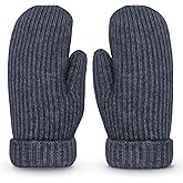 Whiteleopard Men's Winter Gloves Warm Lining Elastic Cuff - Knit Stretchy Cold Weather Warm Knit Thick Gloves Mittens