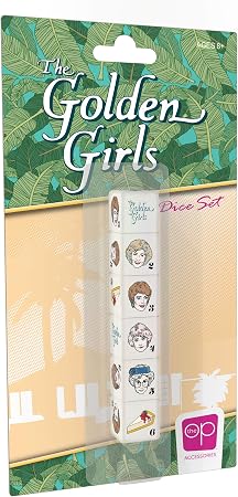 Amazon Usaopoly ゴールデンガールズダイスセット キャラクターと参考をフィーチャーしたコレクションd6ダイス ゴールデンガールズロゴ ローズ ソフィア ブランチ ドロシー チーズケーキ 公式ライセンス 6面ダイス すごろく おもちゃ