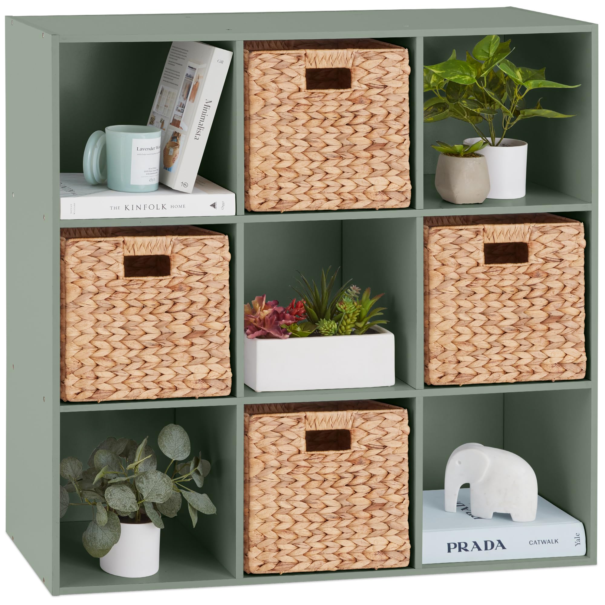 Best Choice Products Kids Bookcase 9-Cube Storage Organizer, 11in Shelf Opening, Bookshelf, Toy Storage, Customizable w/ 3 Removable Back Panels – Sage