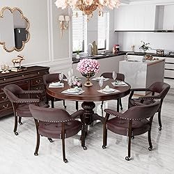 JESONVID Set of 6 Dining Leather Chairs with
