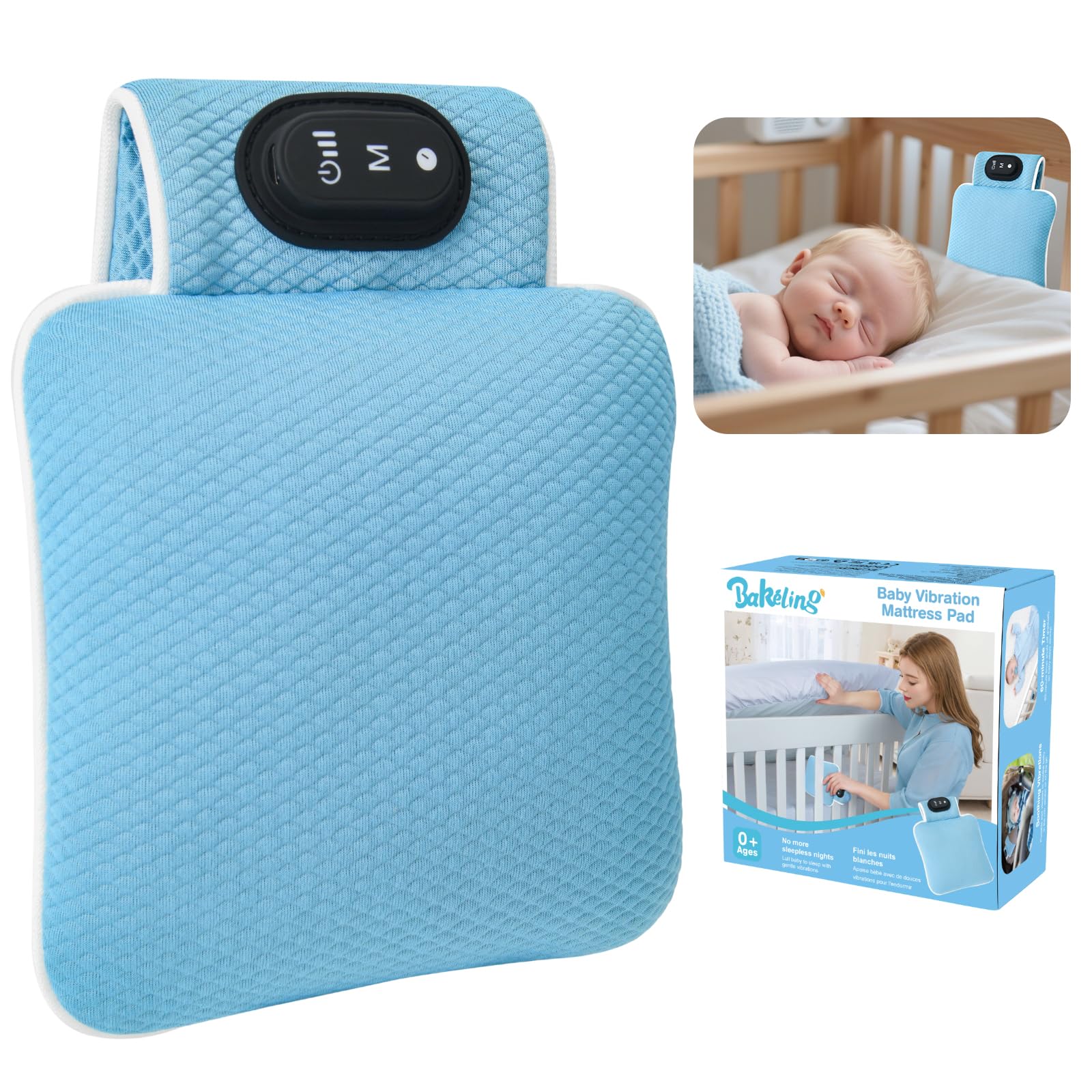 Photo 1 of Baby Vibrating Sleep Soother, Baby Sleep Aid, Newborn Soothers for Help Sleeping, 3 Adjustable Vibration Modes, 90 Min Timer, Newborn Vibrations Mattress Pad for Home & Travel, Use for Crib & Stroller