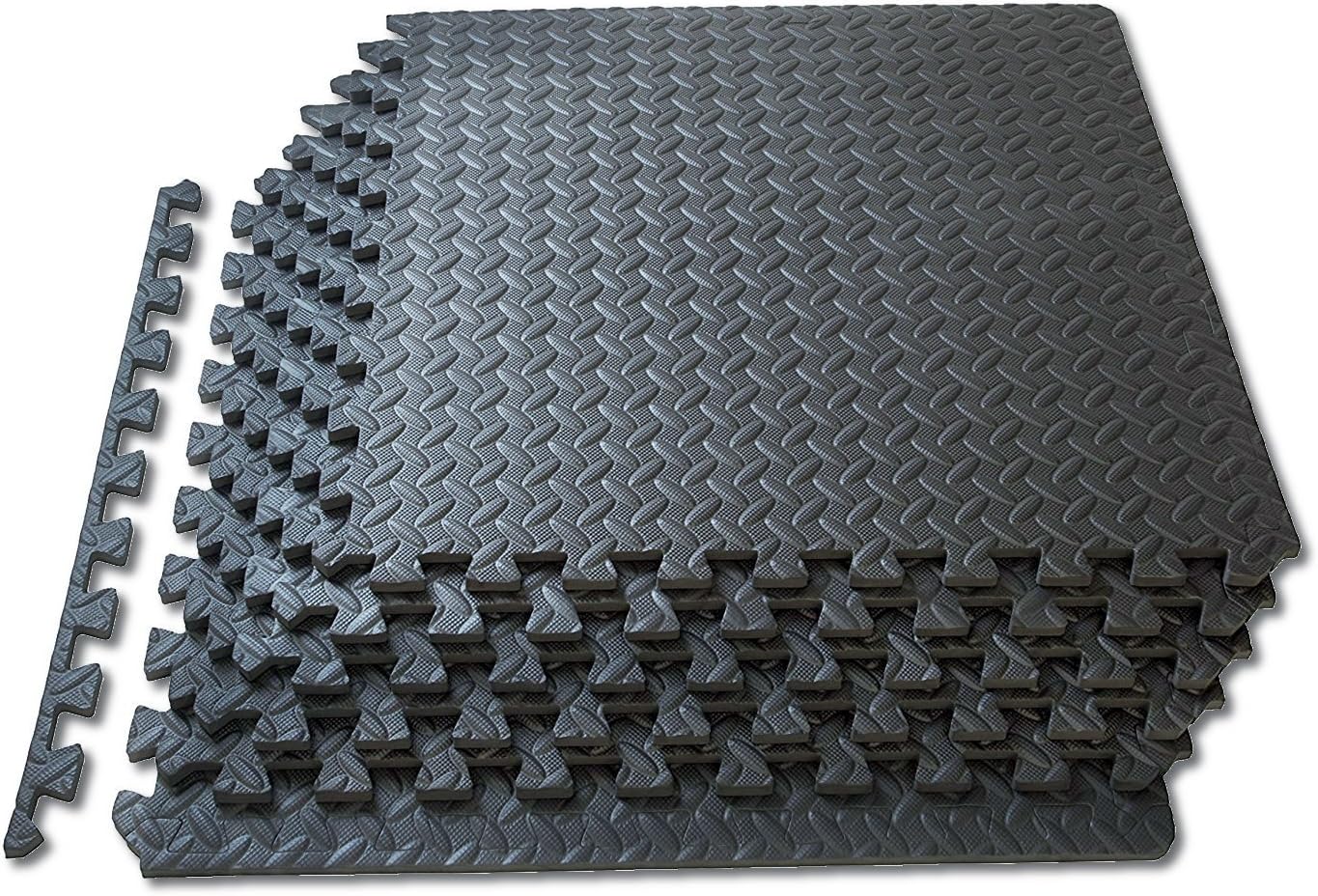 Blackpoolal Interlocking Floor Mats Black EVA Foam Mats Feet Exercise Floor Mat for Baby Yoga Exercise House Gym Garage Basement Office Workshop Floor(60 * 60 * 1cm)