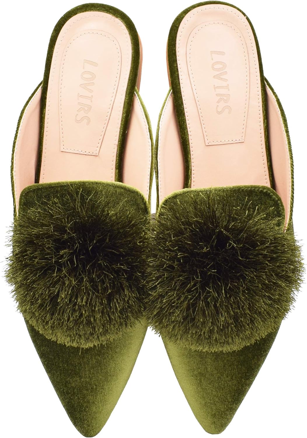 green velvet slippers