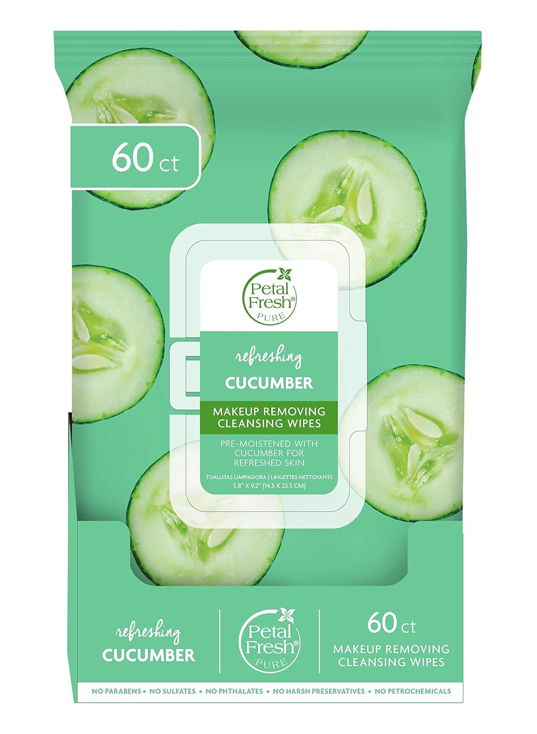 Petal Fresh Pure Makeup Removing Wipes Refreshing Cucumber 60 Count