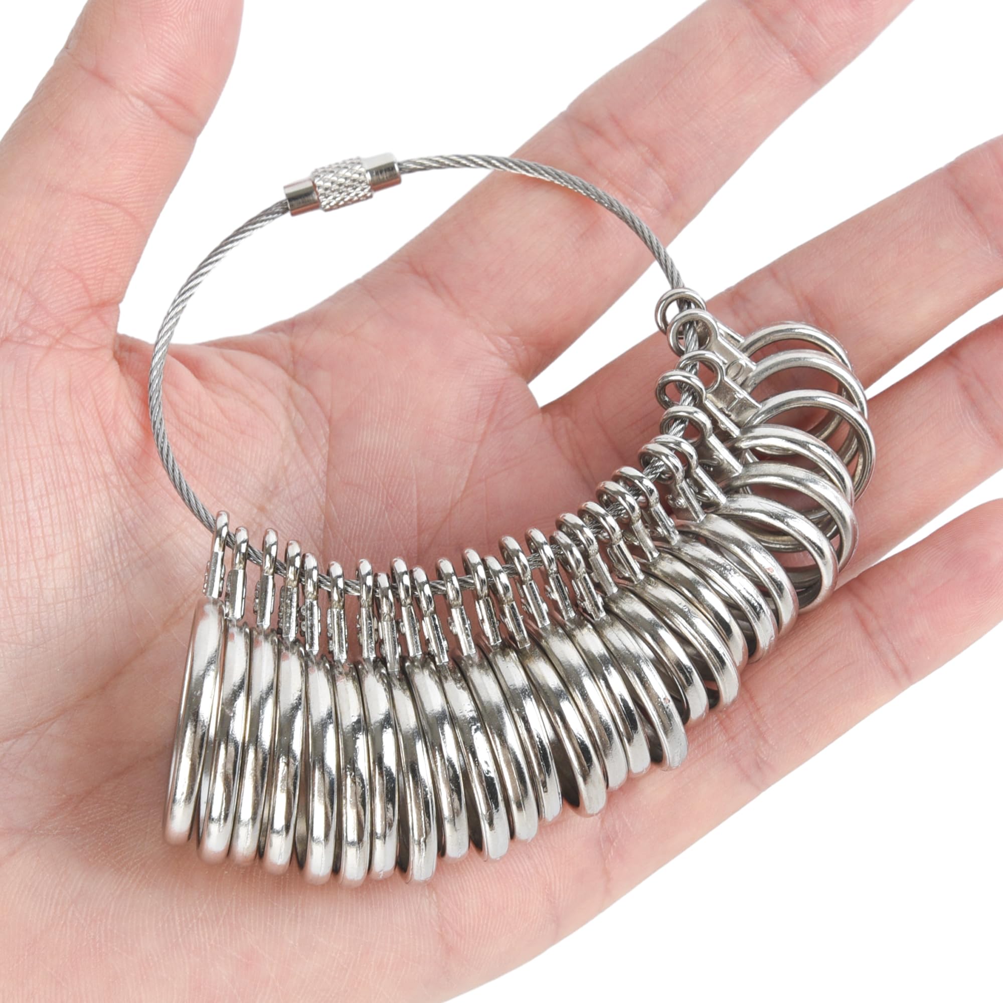 NuLink Ring Sizer Measuring Tool Stainless Steel Finger Rings Gauge 0-13 Sizing Measuring with Half Size 27 Pcs