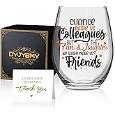 DYJYBMY But The Fun & Laughter We Share Made Us Friends Funny Stemless Wine Glass With Box, Wine Tumbler For Men Women, Inspirational Gifts For Colleagues Friends Bestie, Coworker Leaving Gifts