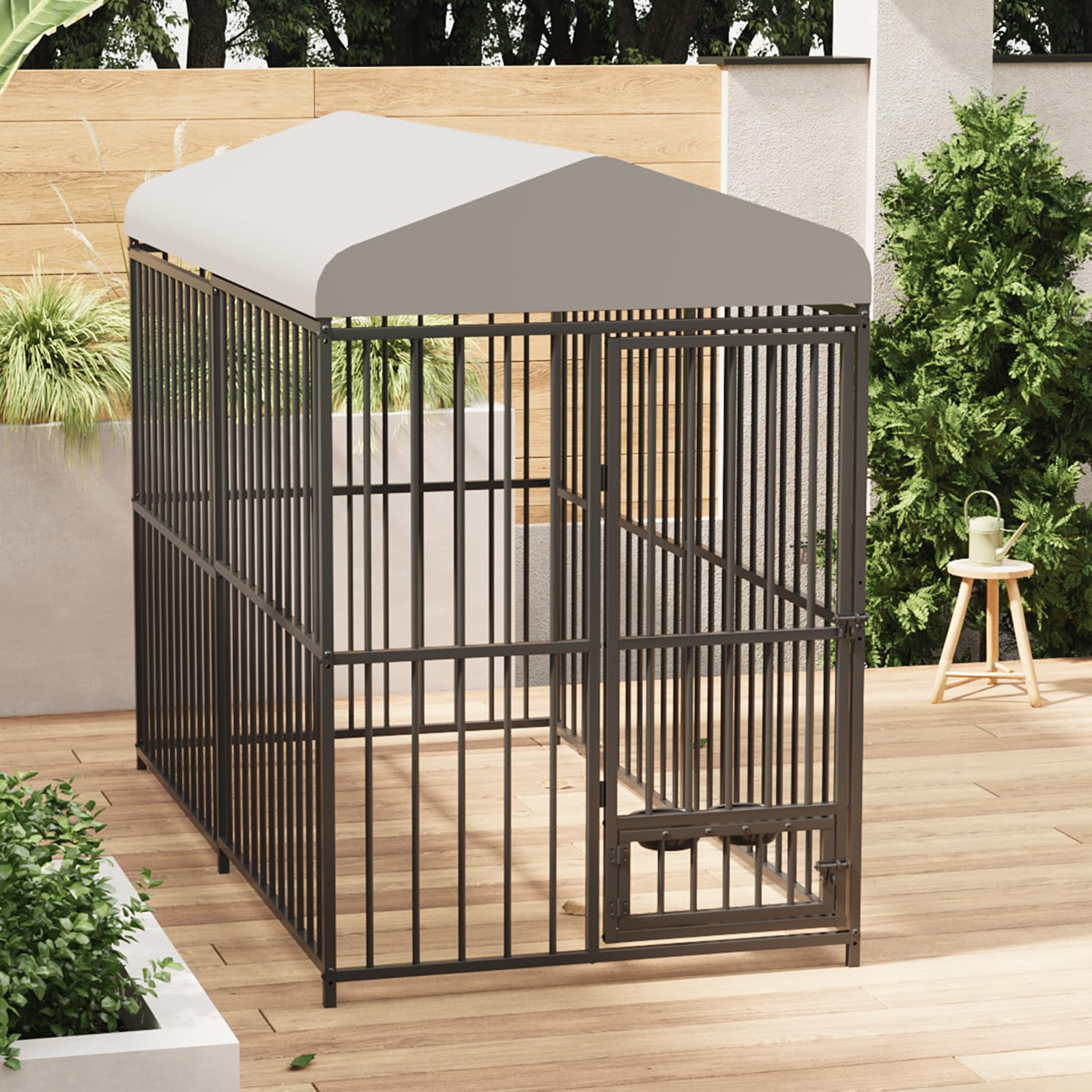 Photo 1 of ****SOLD FOR PARTS - FINAL SALE*****8X4x6 FT Outdoor Dog Kennel with Roof, Heavy-Duty Large Dog Cage with Lock, Waterproof Cover & Bowls, Secure Metal Pet Enclosure for Medium & Large Dogs