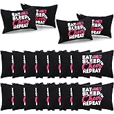 Reginary 12 Pieces Cheer Makeup Bag Bulk Cheer Gifts for Cheerleaders Canvas Makeup Case Portable Travel Cheerleading Case Girls Zipper Pouch for Women Teammates Toiletry Accessories, Black