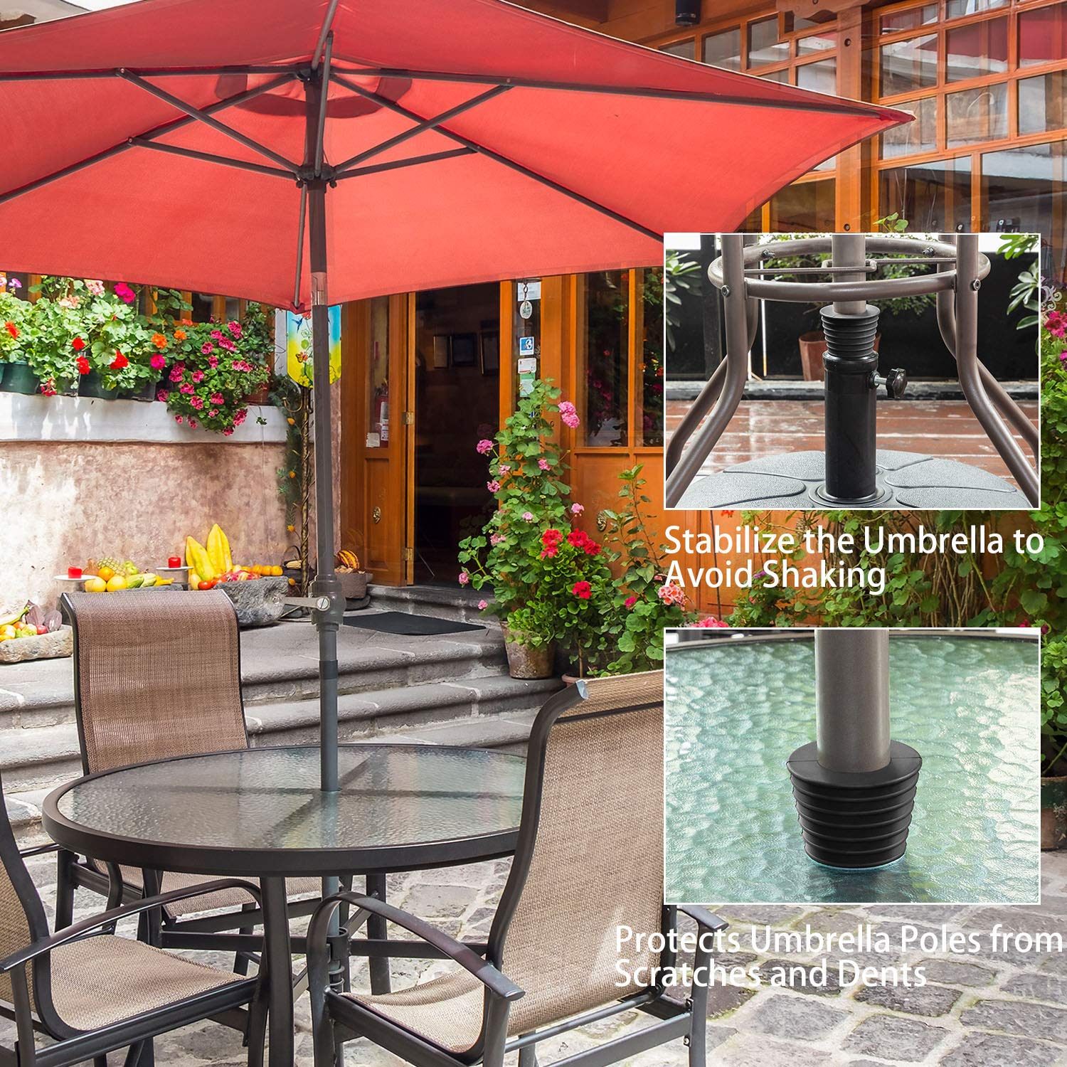 Umbrella Pole Diameter 1 1 2 Inch Or Smaller 2 Pieces Umbrella Cone Wedge And Table Umbrella Hole Ring And Cap Set For Outdoor Patio Umbrella Umbrella Stands Bases Patio Lawn Garden