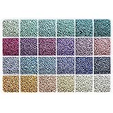KERGAEN Size 2mm 11/0 Seed Beads About 15600pcs, Making Earring,Bracelet and Jewelry (650Pcs/Color, 24 Colors)