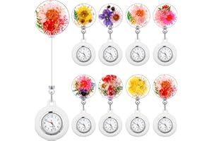 Fullhawl 8 Pcs Retractable Nurse Watch for Nurse Doctor Appreciation Gift Clip on Lapel Watch Brooch Decoration Badge Reel
