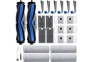 Bluevisk X9 Pro Omni Replacement Parts for Ecovacs Deebot X9 Pro Omni X9 Pro Robotic Vacuum Cleaner Parts with 2 Roller Brush,4 Mop,4 HEAP,6 Dust Bags,6 Side Brushes,1 Screwdrivers,1 Clean Brush