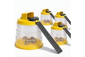 RinneTraps Flip N Slide All-in-One Mouse Trap | 4 Pack| Collapsible Bucket Included | Self-Resetting Humane Live Catch | Made