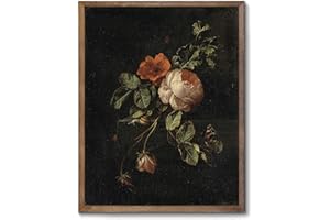 RETRART Vintage Wall Art, Vintage Floral Wall Art Prints - Moody Dark Academia Decor for Rustic Aesthetic - 11" x 14" Unframed Canvas Prints for Bedroom Living Room Bathroom Wall Decor