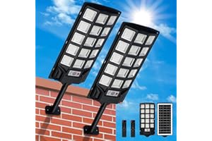 BINGLUX Solar Street Lights Outdoor 2 Pack, 25000LM 6500K Solar Lights Outdoor Waterproof Dusk to Dawn, LED Flood Security Lights Motion Sensor with Remote Control for Yard Path Parking Lot Lighting