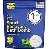 Zensah Sport Recovery Bath Bombs - Magnesium Epsom Salt for Soaking Sore Muscles, Valentines Day Gifts, Made in USA with Essential Oils, Peppermint and Eucalyptus Relaxation for Athletes