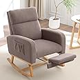 HCHAIRH Rocking Chair Nursery with Foot Rest, Nursing Rocking Chairs for Mom Nursery, Teddy Rocker Glider with High Backrest for Living Room, Bedroom, Coffee