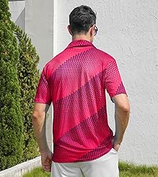 uideazone Mens Golf Shirts Dry Fit 3D Pink Fushcia