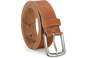 Men's Leather Belt, Mens Belt with Anti-Scratch Buckle Heavy Duty Work Belts Casual Jeans Belts for Everyday Wear