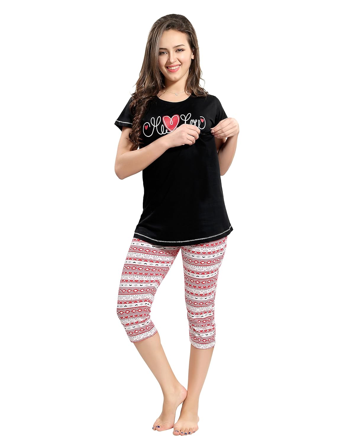 av2 women maternity wear/ feedind / nursing top & capri set