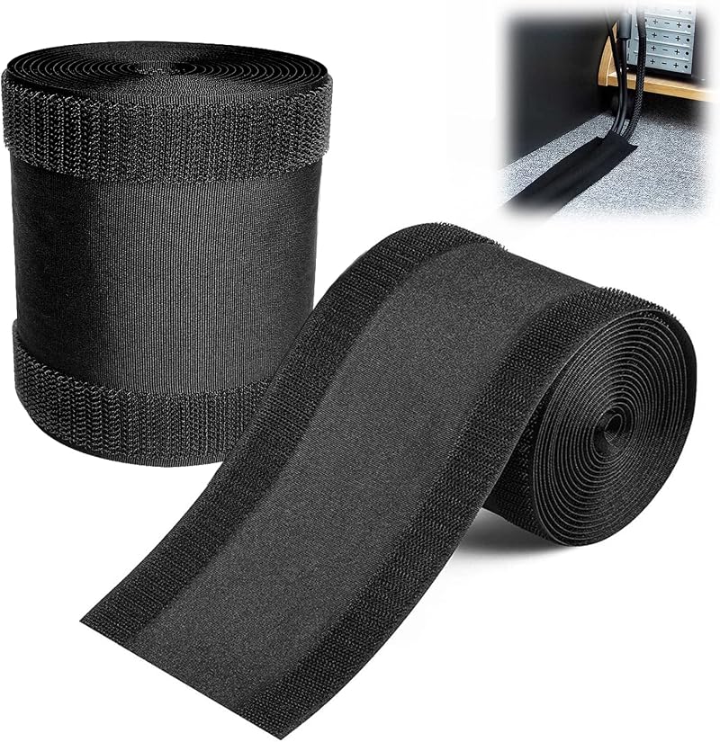 YUANYUU Floor Cable Cover Protector 10cm x 5m Black Nylon Wire Hider Carpet