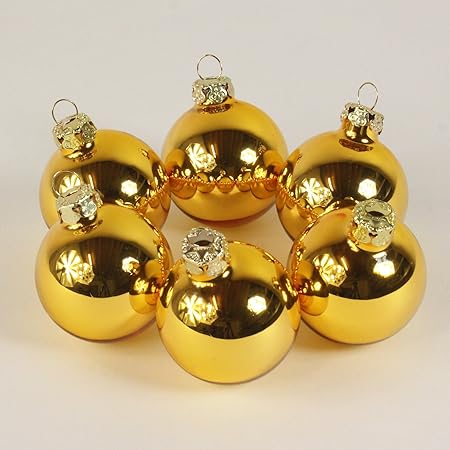 Stella Di Natale Giallo Zafferano.Albero Di Natale Sfere Set Di 6 O 5 Cm Lucido Colore Giallo Zafferano Oro Amazon It Casa E Cucina