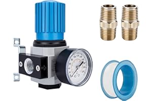 NANPU 1/2" NPT High Pressure Air Regulator with Steel-Protected Gauge, 141-SCFM 230Psi (LR-04)