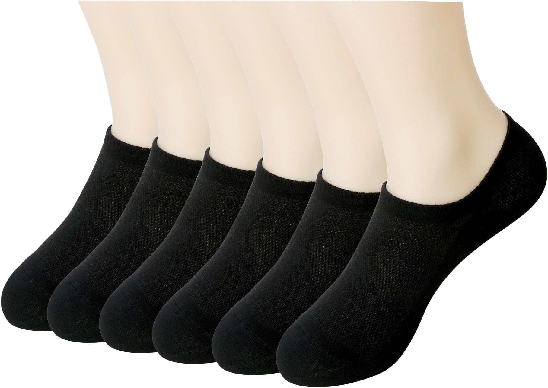 Mens Thin Casual Low Cut No Show Socks Non Slip Heel Grip 6 Pairs (High)