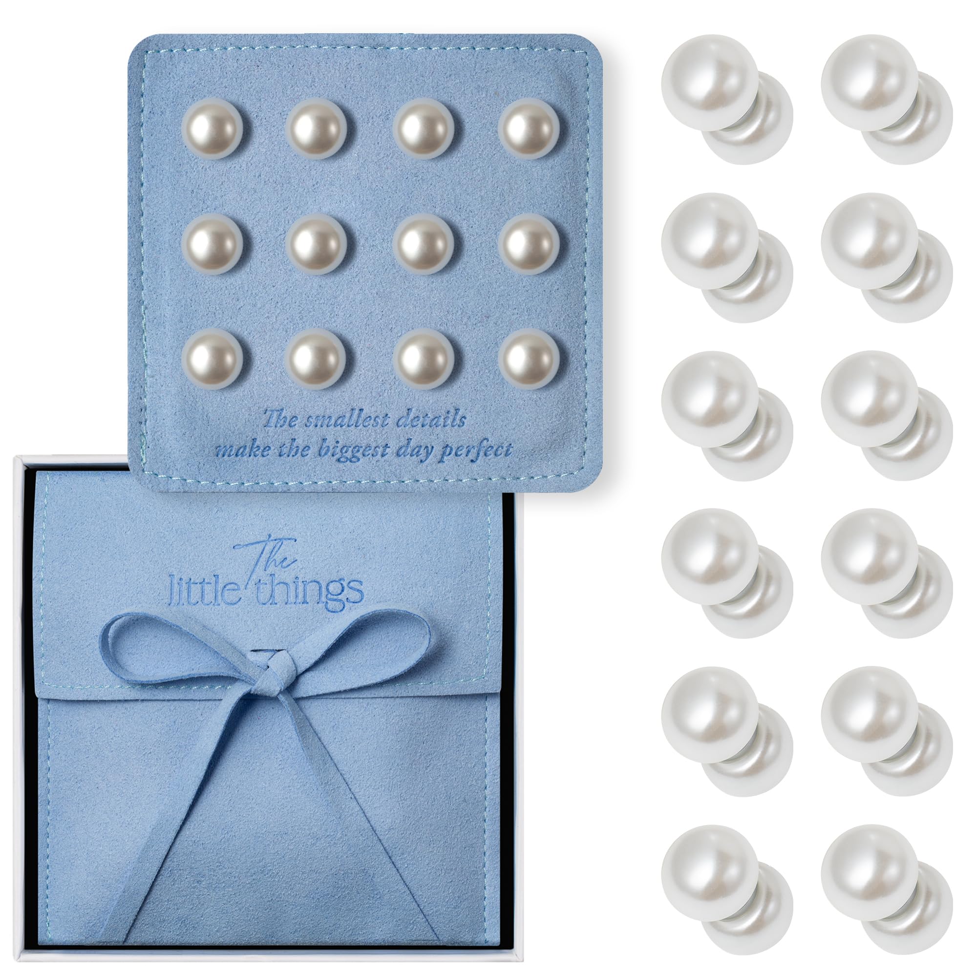 Photo 1 of Maplefield Double-Sided Pearl Veil Weights - 12 Count Pearl White Suede - Strong Magnetic Non-Damaging Hold for Wedding Veils & Long Bridal Trains - Bridal Accessories & Dress Weights