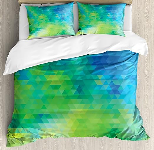 Amazon Com Ambesonne Green And Blue Duvet Cover Set Queen Size