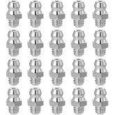 Stainless Steel Straight Grease Fitting, Thread Hydraulic Grease Fitting | M6 x 1mm Heavy-Duty Portable Metric Fittings for Machines, 20 Pcs