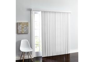 BrylaneHome Embossed Vertical Privacy Slat Blinds - 78" W 84" L, White